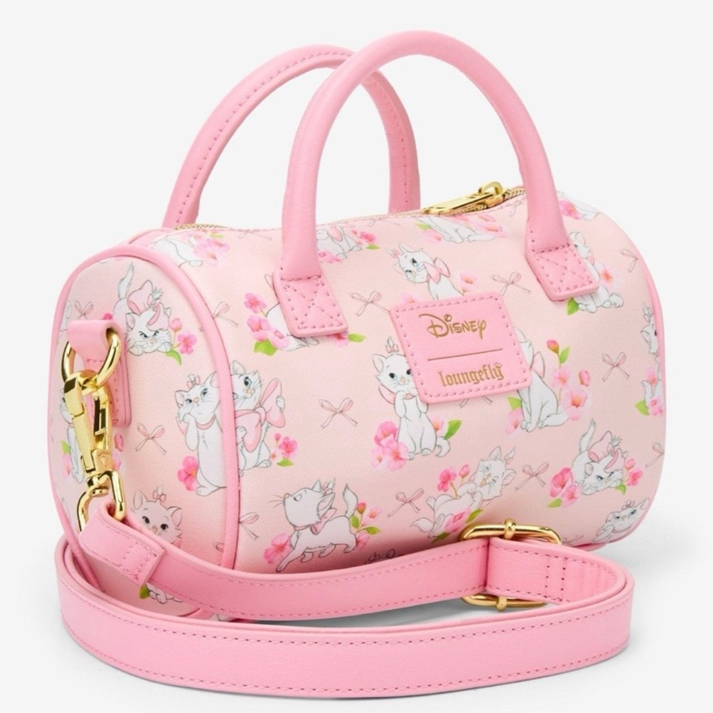 Loungefly Pink Disney Marie Barrel Crossbody Bag
